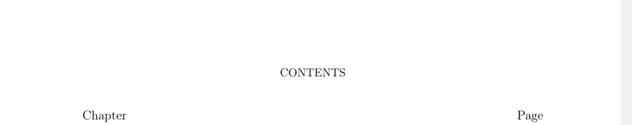 table of contents