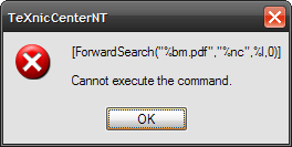 Error message from TXC after calling SumatraPDF as viewer.