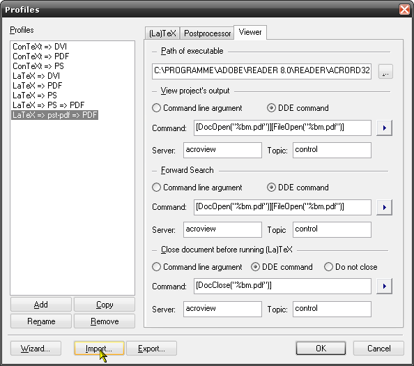 Viewer tab of the build profile &quot;LaTeX =&gt; pst-pdf =&gt; PDF&quot;