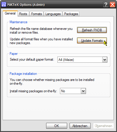 Updating the formats of the MiKTeX system to integrate new languages.