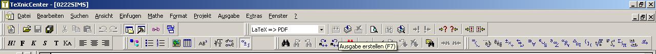 Toolbars of TeXnicCenter.
