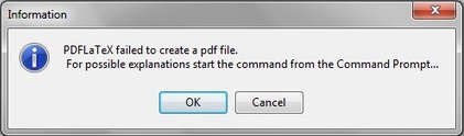 The error message given by WinEdt.