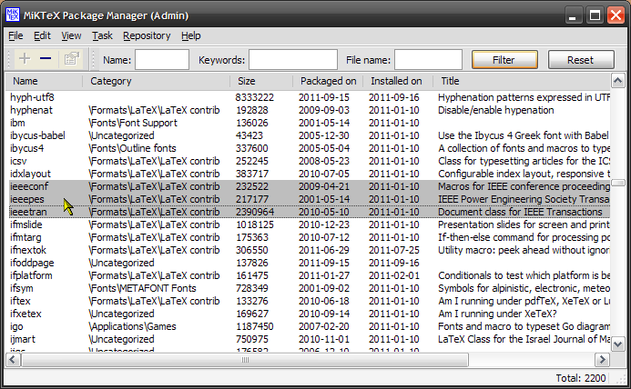 The IEEE related bundles in the package list of the MPM.
