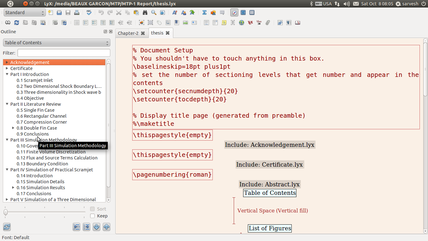 I am attaching the screen shot of the TOC seen at the left of the screen
