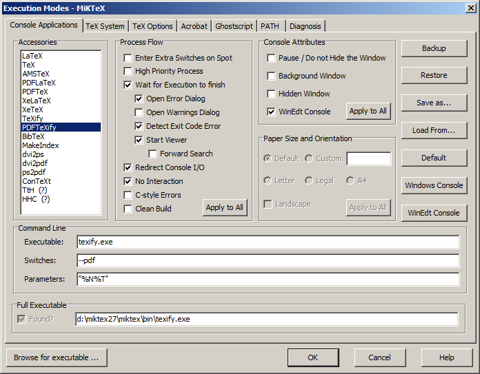 PDFTexify settings