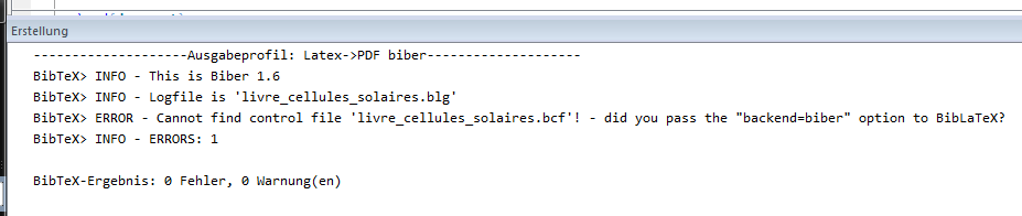 Reaction of the computer when I click on bibtex